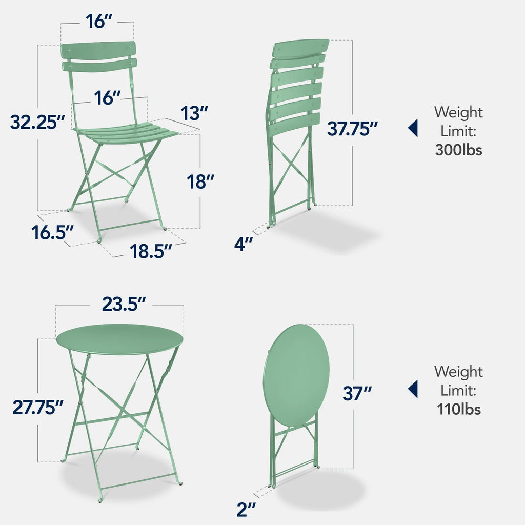 Best Choice Products 3-Piece Small Bistro Set, Folding Patio Furniture Set of 2 Chairs and Table - Black - image 54