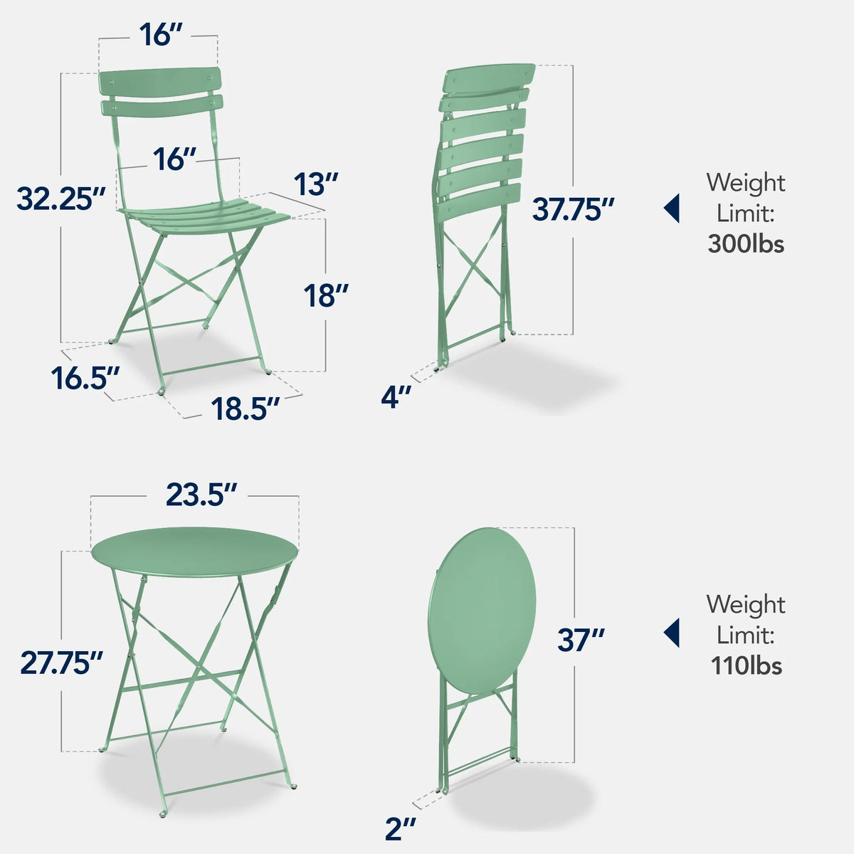 Best Choice Products 3-Piece Small Bistro Set, Folding Patio Furniture Set of 2 Chairs and Table - Black - image 54