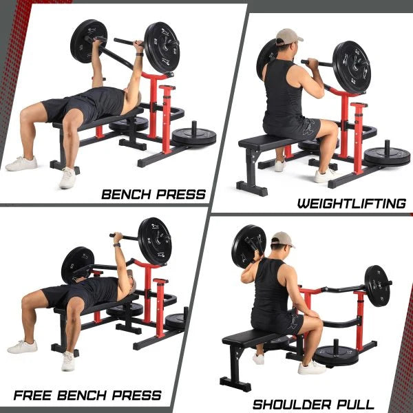 Chest Press Machine, 1050LBS Capacity, Independent Converging Arms, Weight Bench Press with Adjustable Flat Bench for Upper Body Workouts, Red - image 6