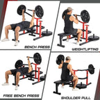 Chest Press Machine, 1050LBS Capacity, Independent Converging Arms, Weight Bench Press with Adjustable Flat Bench for Upper Body Workouts, Red - image 6