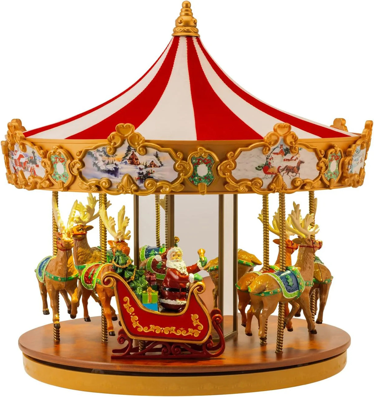World's Fair Ferris Wheel Musical Animation Indoor Christmas Decor, 15", Gold & Very Merry Carousel Musical Animation Indoor Christmas Decor, 12", Red - image 5