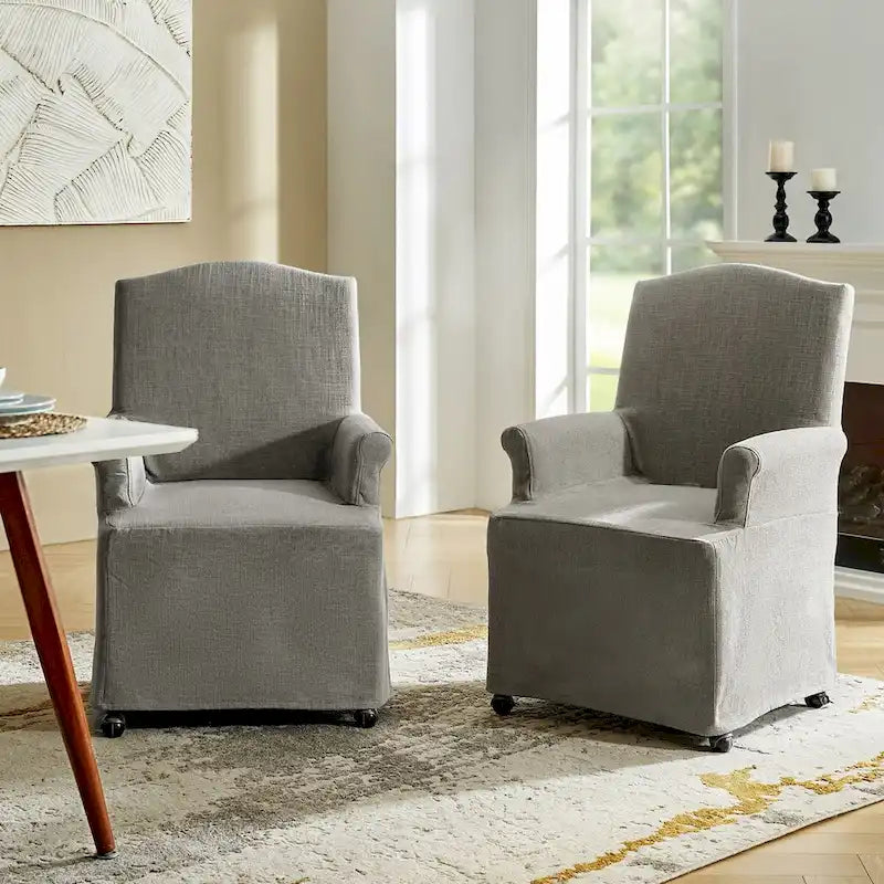 Set of 2 Alethea Upholstered Dining Chairs with Slipcovers and Solid Wood Legs by HULALA HOME - image 27