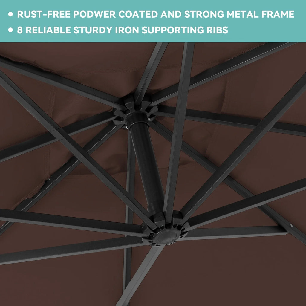 JUSTLET 10ft Heavy Duty Patio Hanging Offset Cantilever Patio Umbrella W/ 4-Piece Base Included Included, Beige - image 41