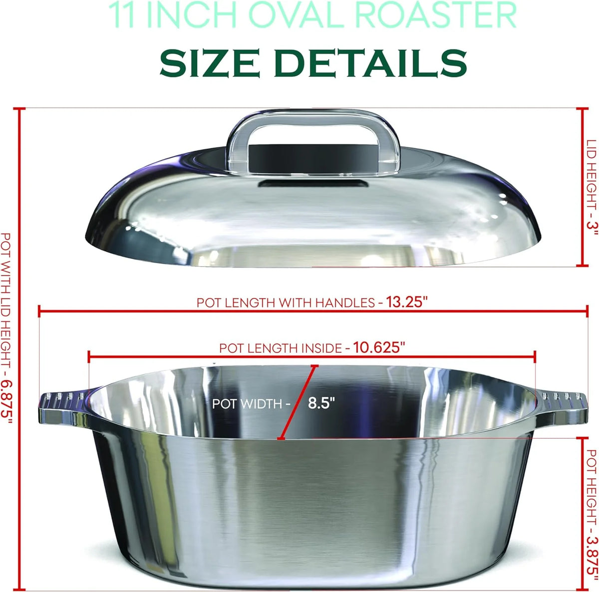 Cast Aluminum Dutch Oven - 8 Quart - Oval Dutch Oven Pot with Lid for Families and Parties - Lightweight Cajun Cookware with Ideal Heat Distribution - Oval Roaster Pan with Lid (13 Inch) - image 24