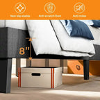 Modern Platform Bed Frame with Adjustable Headboard - Sturdy Geometric Upholstered Design with 800LBS Capacity and Solid Wooden Slats - image 3