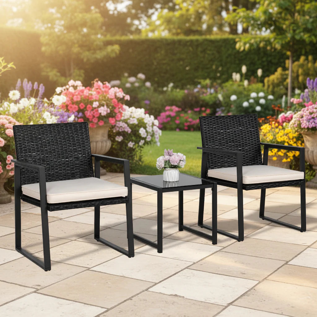 Outdoor Wicker Bistro Set with 2 Chairs & Table - image 4