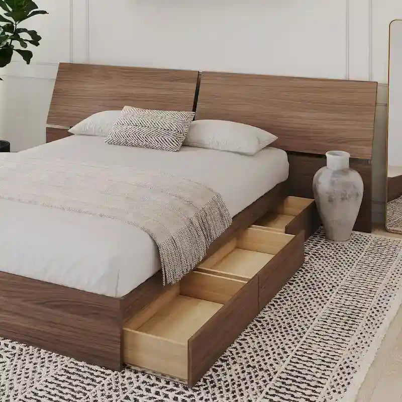 Walnut Nexera Storage Bed with Integrated Headboard - image 2