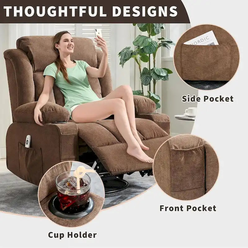 Recliner Chair, Rocking Chairs with Massage and Heat, Side Pockets and Cup Holder - image 24