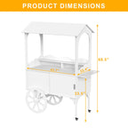 Candy Cart with Wheels for Party，Wood Dessert Cart with Storage Cabinet - image 4