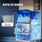 VEVOR Commercial Ice Maker, 360LBS/24H Ice Making Machine with 330.7LBS Large Storage Bin - image 3
