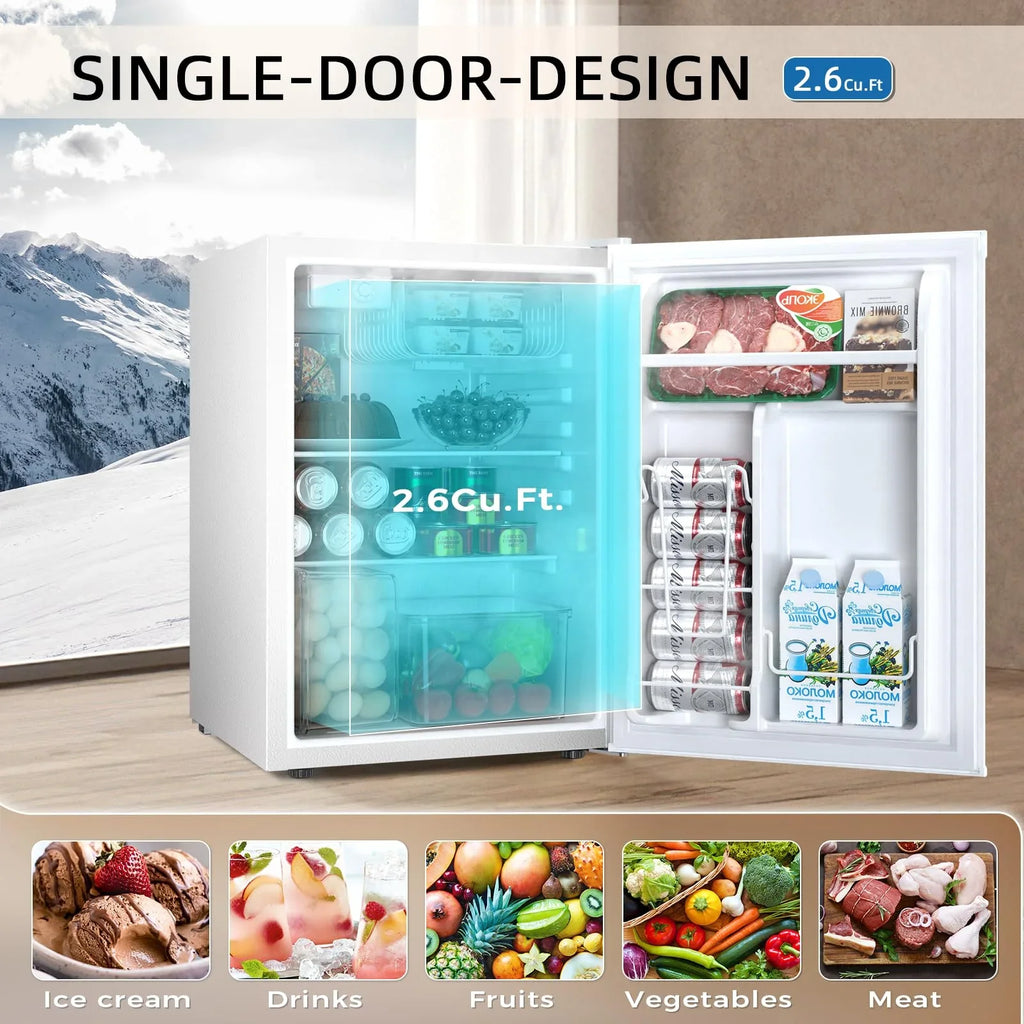 FREE VILLAGE 3.2 Cu.Ft. Mini Fridge with Freezer, Small Refrigerators with Adjustable Thermostat, Low Noise, Energy Saving, Compact Refrigerators for College Dorm, Office, Bedroom, Apartment, White - image 2