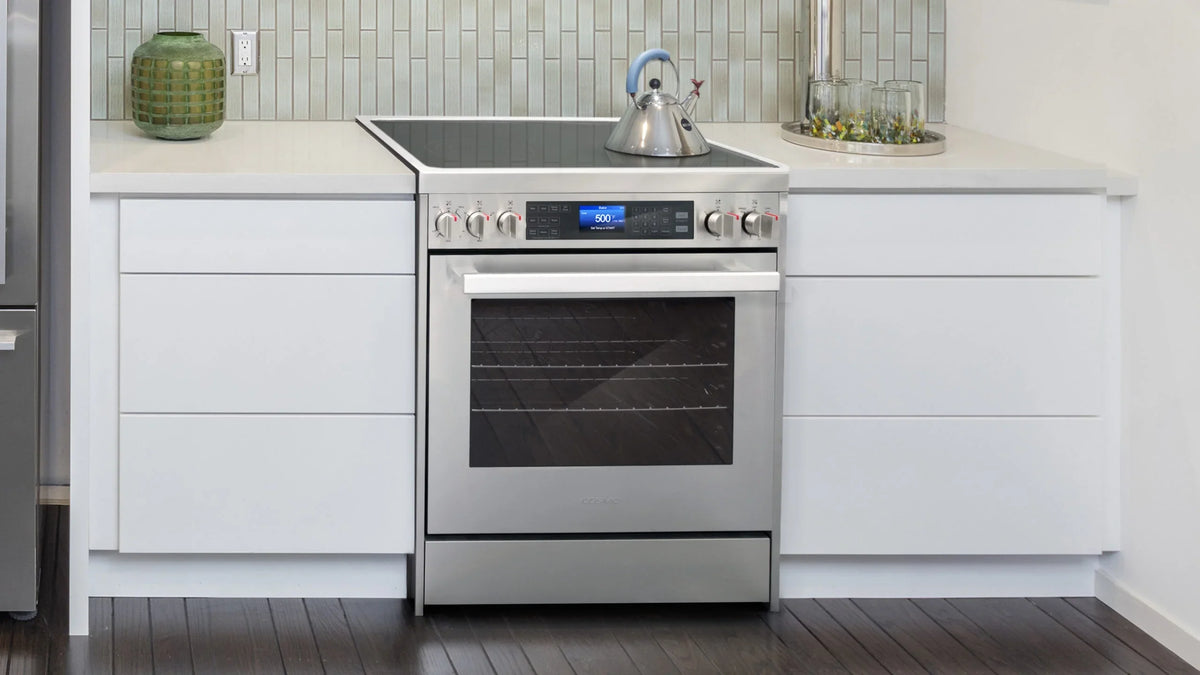 Cosmo 4 Piece Kitchen Appliance Package with 30" Freestanding Electric Range 30" Under Cabinet Range Hood 24" Built-in Integrated Dishwasher & French Door Refrigerator Kitchen Appliance Bundles - image 4