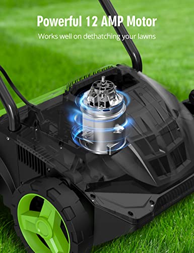 SWIPESMITH 13-Inch 12 Amp Electric Dethatcher Scarifier with Foldable Handle, 2-in-1 Lawn Dethatcher - image 7