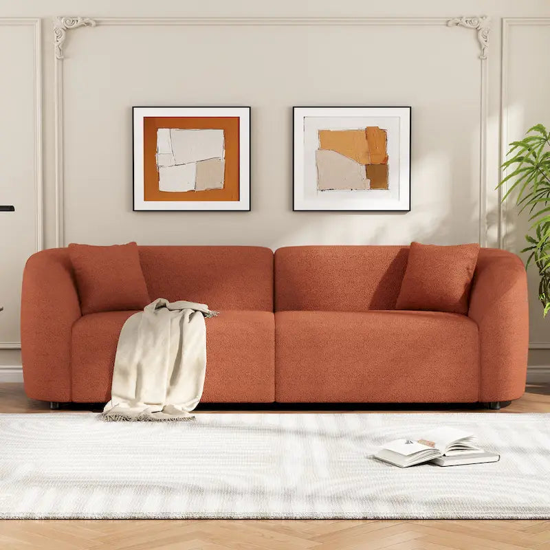 87.5 Boucle Curved 3-Seater Sofa with Sculptural Ergonomics - image 11