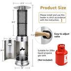 41000 BTU Standing Propane Patio Heater with Wheels, Stainless Steel Round Glass Tube Gas Outdoor Heater - image 8