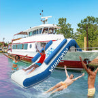 Pontoon Waterfall Slide, Inflatable Pontoon Boat Water Slide for Kids Backyard Pool Sea, Electric Air Pump & Storage Bag - image 7