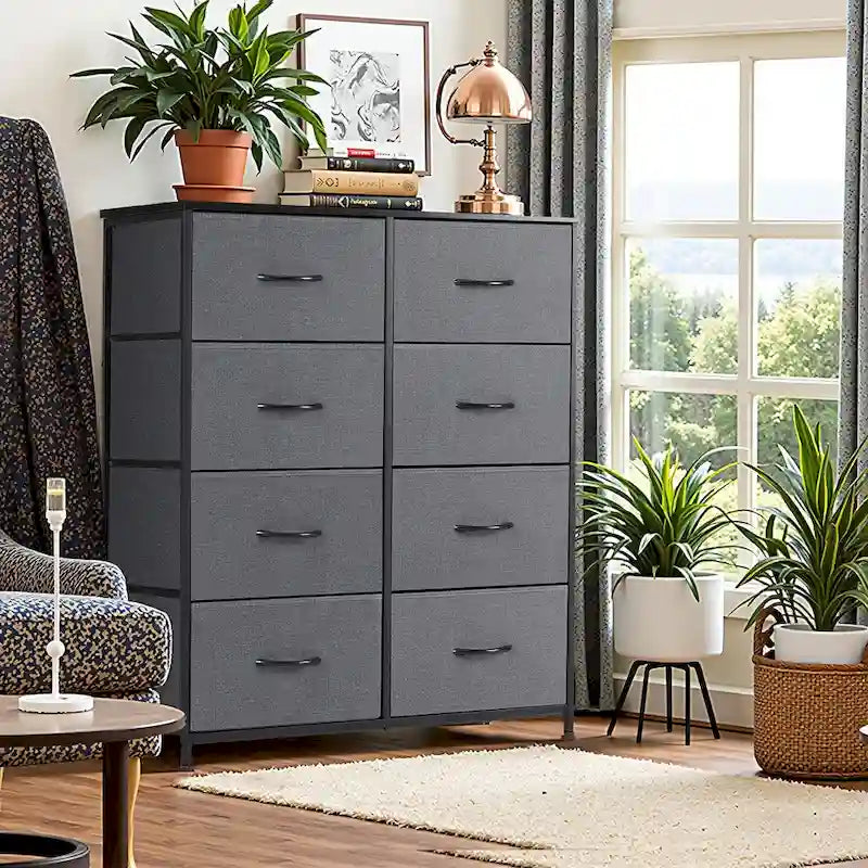 8-Drawer Tall Fabric Dresser for Bedroom - Stylish Closet Organizer Tower with Wooden Top and Metal Frame - image 4