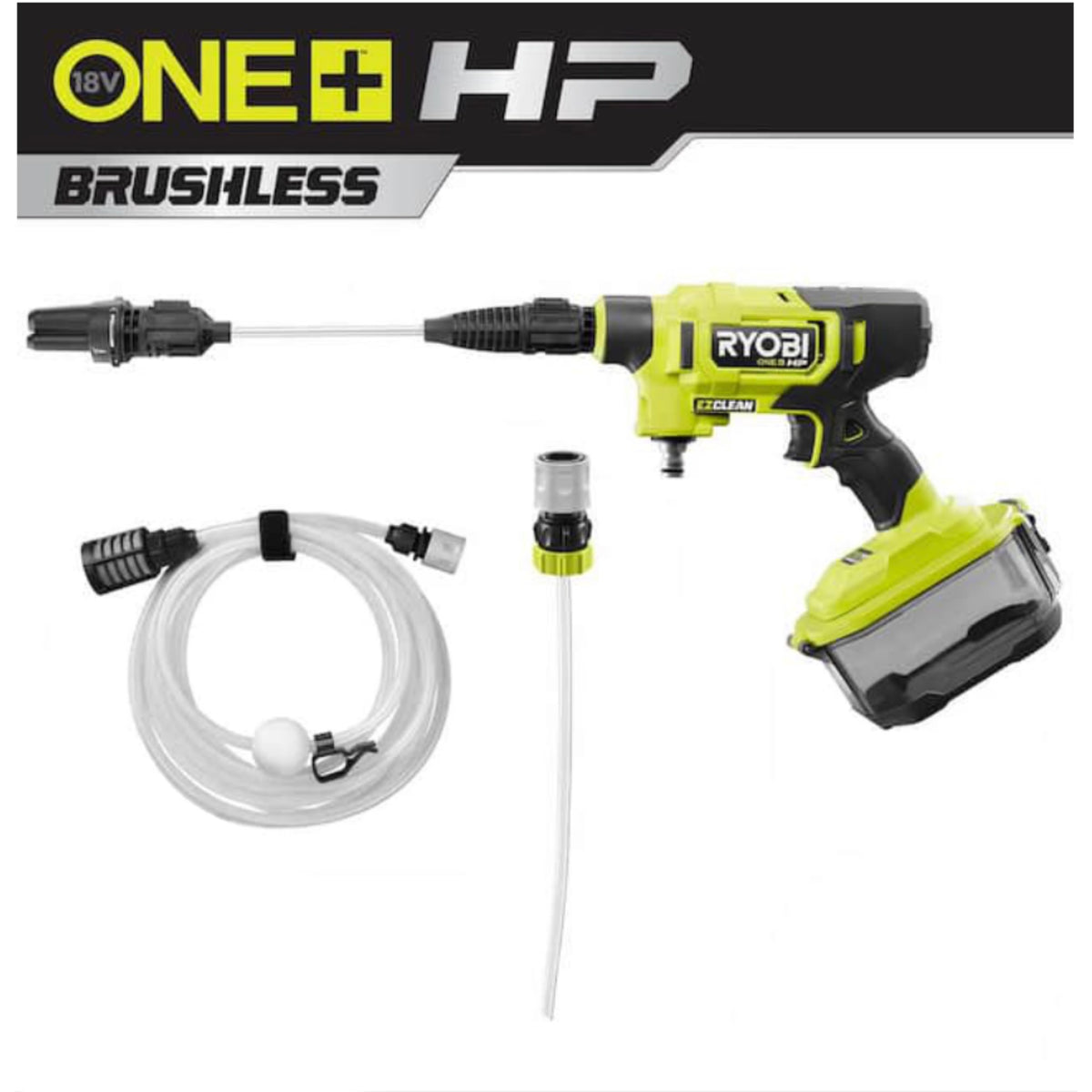 Ryobi ONE+ HP 600 PSI at 0.7 GPM 18V Cordless Electric Cold water Power Cleaner, 20 ft. Siphon Hose - image 1