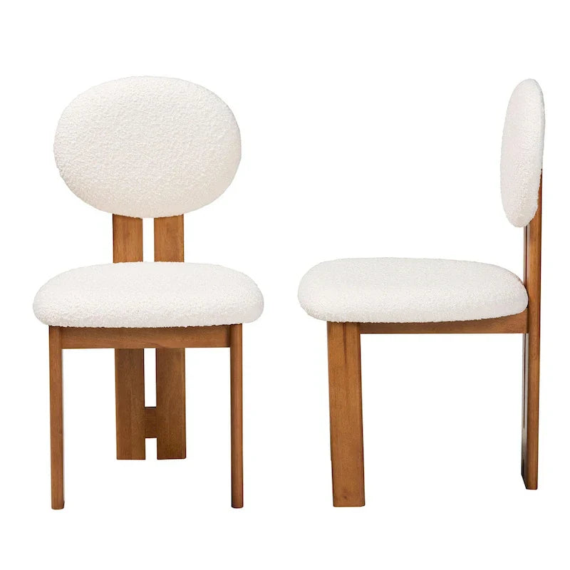Kacela Contemporary Japandi Boucle Upholstered Wood Dining Chair Set - 2 Pieces - image 6