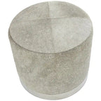 Gray Leather Patchwork Living Room Stool with Silver Metal Base - Roche River Decor - image 5