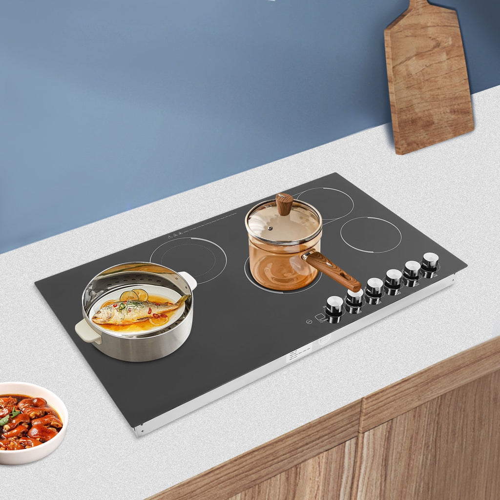 110V Modern Black Electric Cooktop Electric Stovetop 5 Burners Electric Cooktop for Homes, Restaurants - image 6