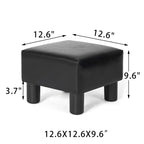 Square Footrest Stool with Upholstered Seat and Wooden Legs - image 3