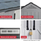 Rubbermaid Resin Outdoor Storage Shed With Floor Weather Resistant Gray Organization for Home - image 49