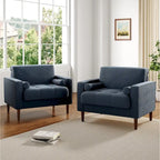 Set of 2 Modern Wide Armchairs in Corduroy - Accent Chairs - image 2