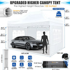 HOTEEL 10x15 Heavy Duty Canopy Tent - Commercial Pop Up with UV50+, Thick Hexagonal Frame, 4 Sidewalls, Anti-Pooling Design & Roller Bag (Black) - image 20