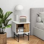 Set of 2 Nightstands with Sliding Doors and Metal Legs - image 5
