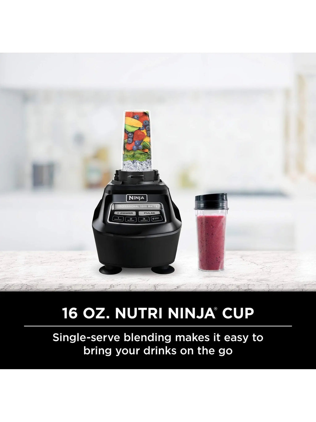 1500W, 4 Functions for Smoothies, Processing, Dough, Drinks & More, with 72 oz.* Blender Pitcher, 64 oz. Processor Bowl, (2) 16 oz. To Go Cups & (2) Lids, Black - image 4