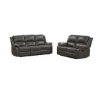 Gray Leather Lizzy Sofa and Loveseat Set with Manual Reclining and Solid Wood Frame - image 1
