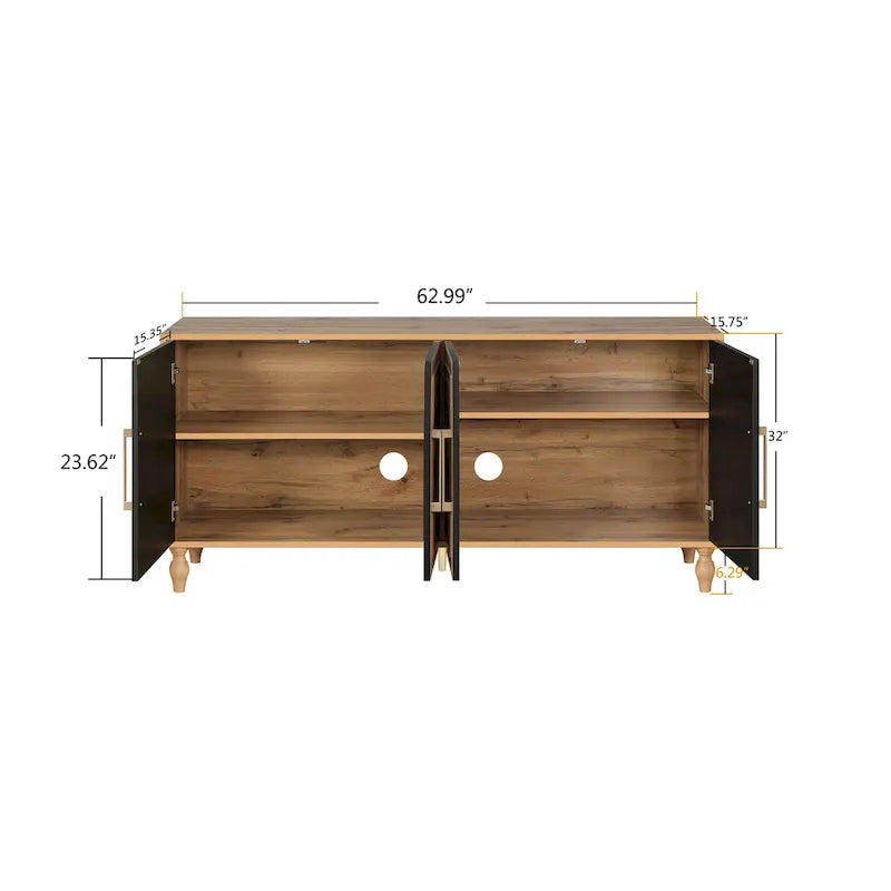 Large Floral Carved Storage Cabinet - Sideboard Buffet - image 12
