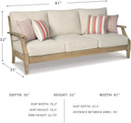 Signature Design by Ashley Clare View Coastal Outdoor Patio Eucalyptus Sofa with Cushions, Beige - image 28