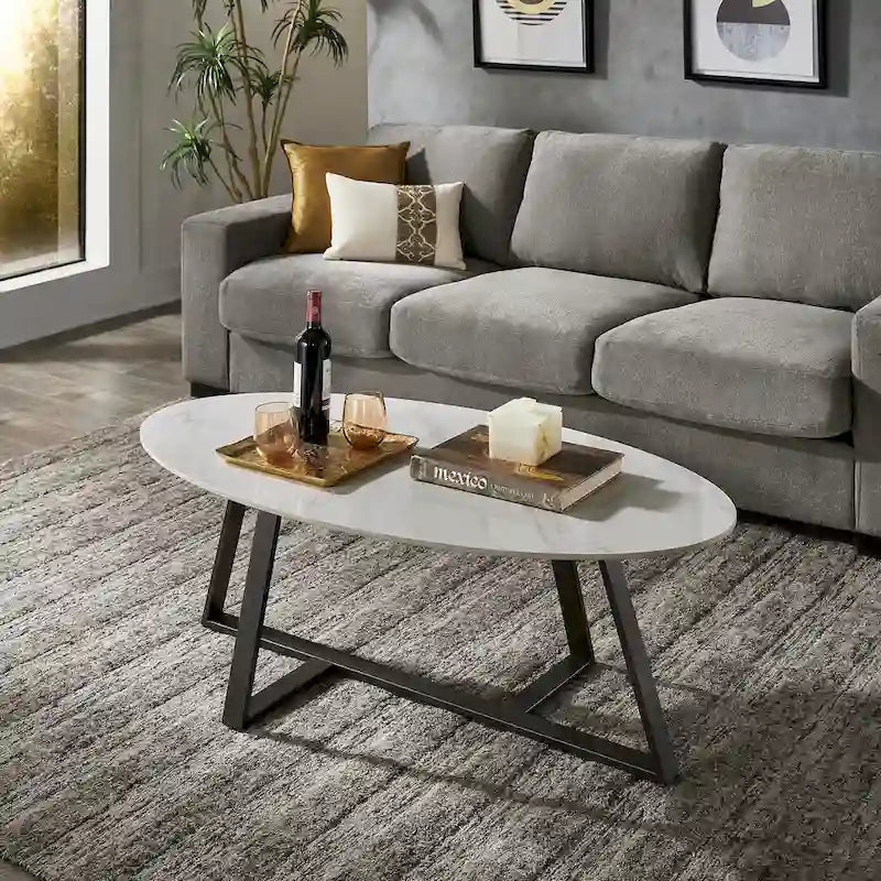 iNSPIRE Q Modern Jurmala Glossy Sintered Stone Tables with Grey Metal Base - image 5