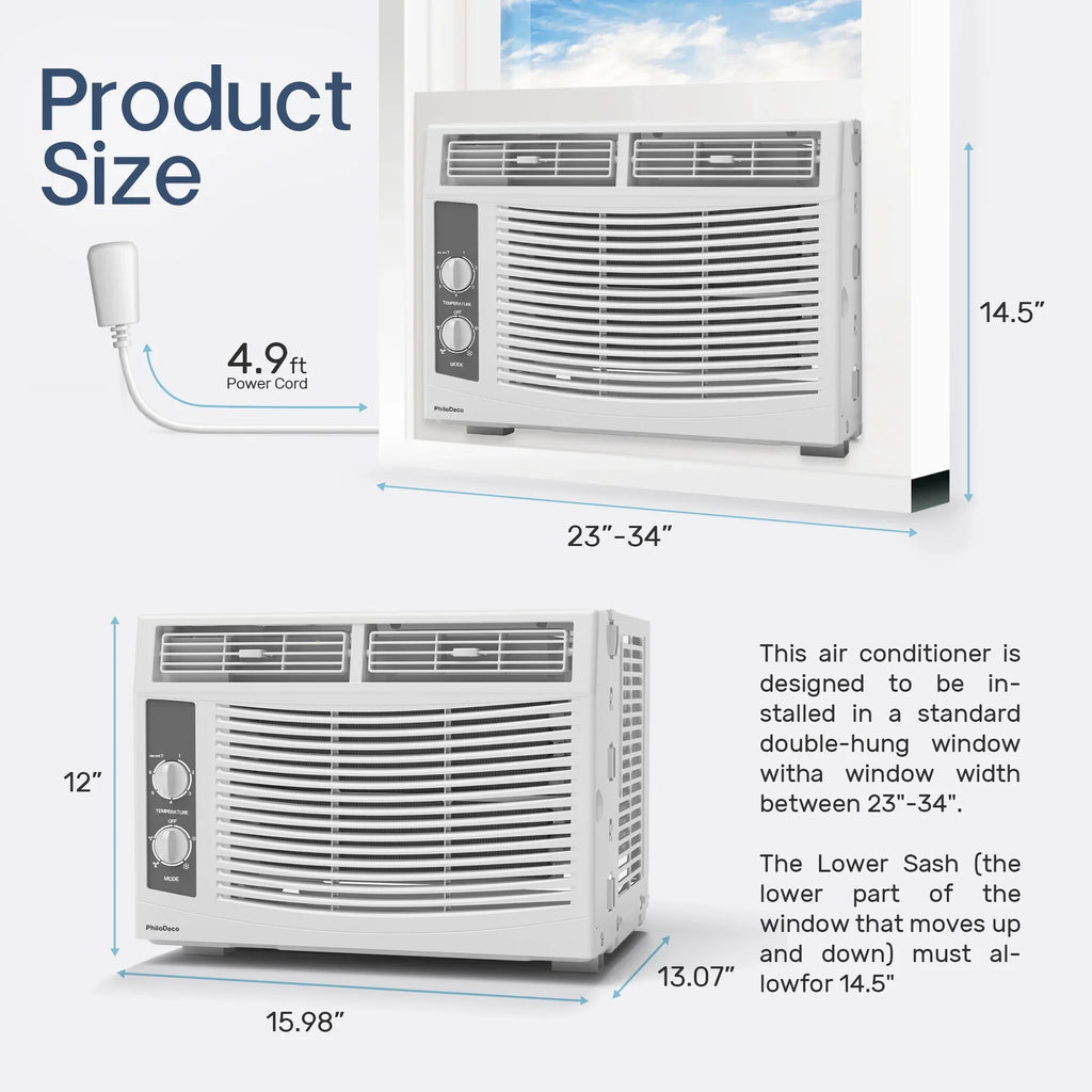 5000 BTU Window Air Conditioner Easy Cool - Capable of Cooling up to 150 Sq Ft. 2 Fan Speeds, 4 - Way Air Direction - image 6