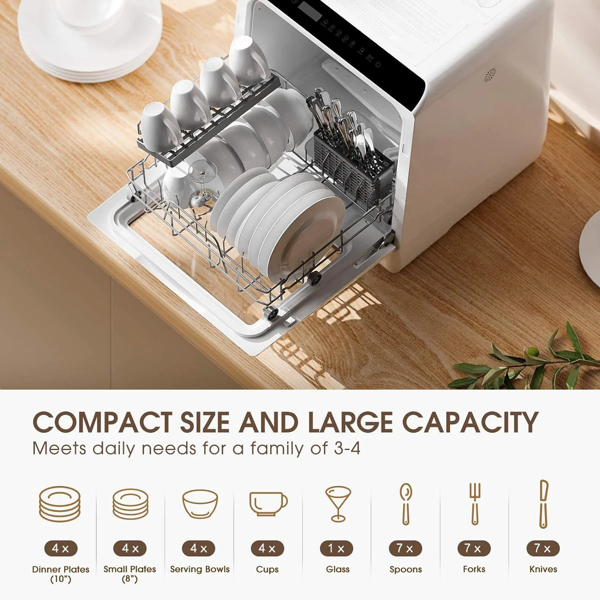 Portable Countertop Dishwashers, Compact Dishwashers with 5 L Built-in Water Tank & Inlet Hose, 5 Washing Programs, Baby Care, Air-Dry Function and LED Light for Small Apartments - image 8