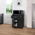 Black Kitchen Microwave Cart with Accent Storage Cabinet, Featuring 1 Drawer and 2 Doors - image 1