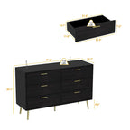 Elegant 6-Drawer Double Dresser with Gold Accents for Stylish Bedroom Storage - image 3