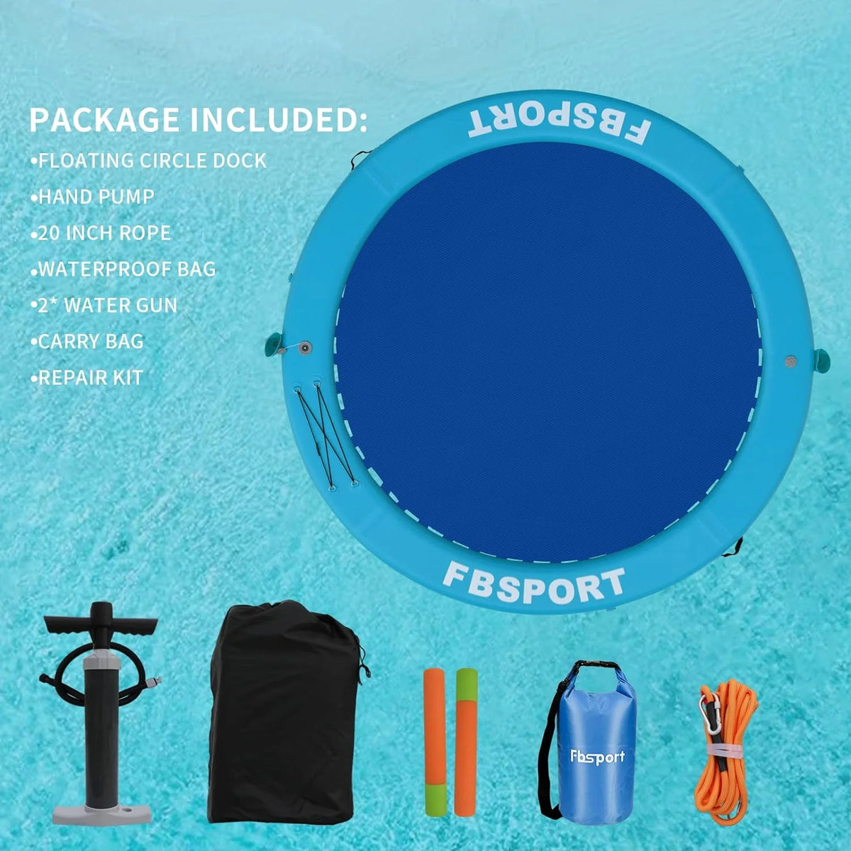 Inflatable Dock Floating Platform 8ft Inflatable Water Hammock Floating Deck for Lake W/Cupholder Round Floating Ring Float Ring Pool Float Raft Lounger Island Platform Pad - image 16