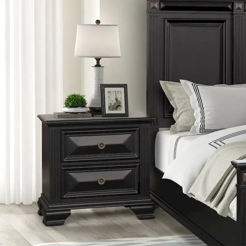 Roundhill Furniture Renova Vintage Black Wooden Bedroom Collection - image 27
