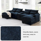 123*55 Contemporary U-Shaped Sofa with Console, Cup Holders, USB Ports, Upholstered Sleeper Couch Set with Chaise - image 5