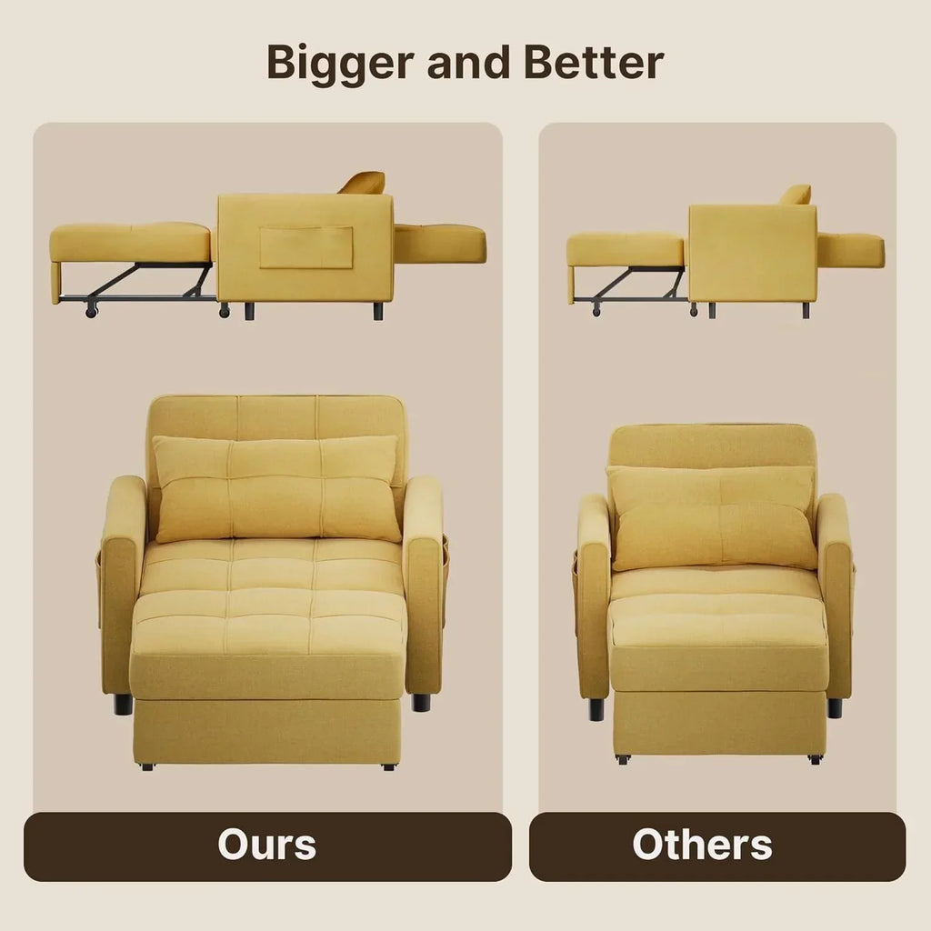 Sofa Bed Chair 3 in 1 Convertible Pullout Single Sleeper Chair Bed Spacious Multifunctional Sofa - image 12