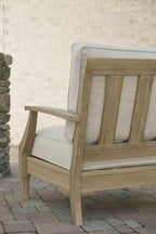Signature Design by Ashley Clare View Coastal Outdoor Patio Eucalyptus Sofa with Cushions, Beige - image 14