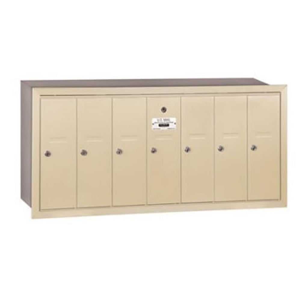 Vertical Mailbox - 7 Doors - Sandstone - Recessed Mounted - USPS Access - image 1