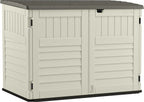 Suncast BMS4700 Resin Storage Shed, Off-White/Gray, 70.5′′W x 44.25′′D x 52′′H, Double Door, UV Resistant - image 1