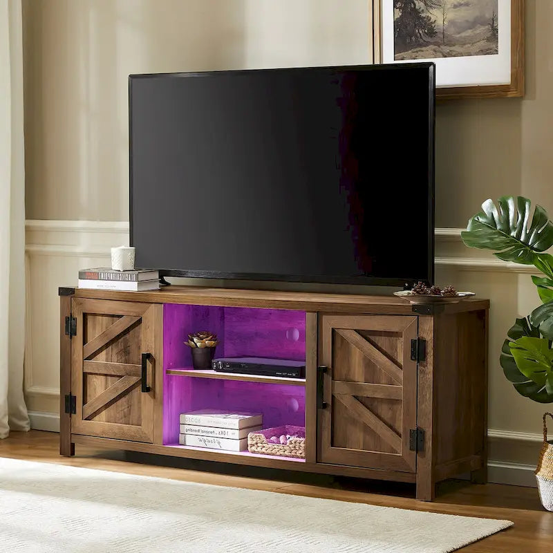 Rustic Farmhouse Barndoor TV Stand - Entertainment Center for TVs up to 70 Inches - image 8