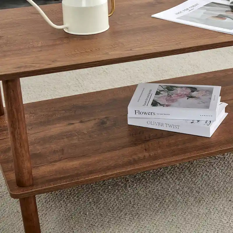 39-Inch Coffee Table with Two-Tier Design and Rubberwood Legs - image 31