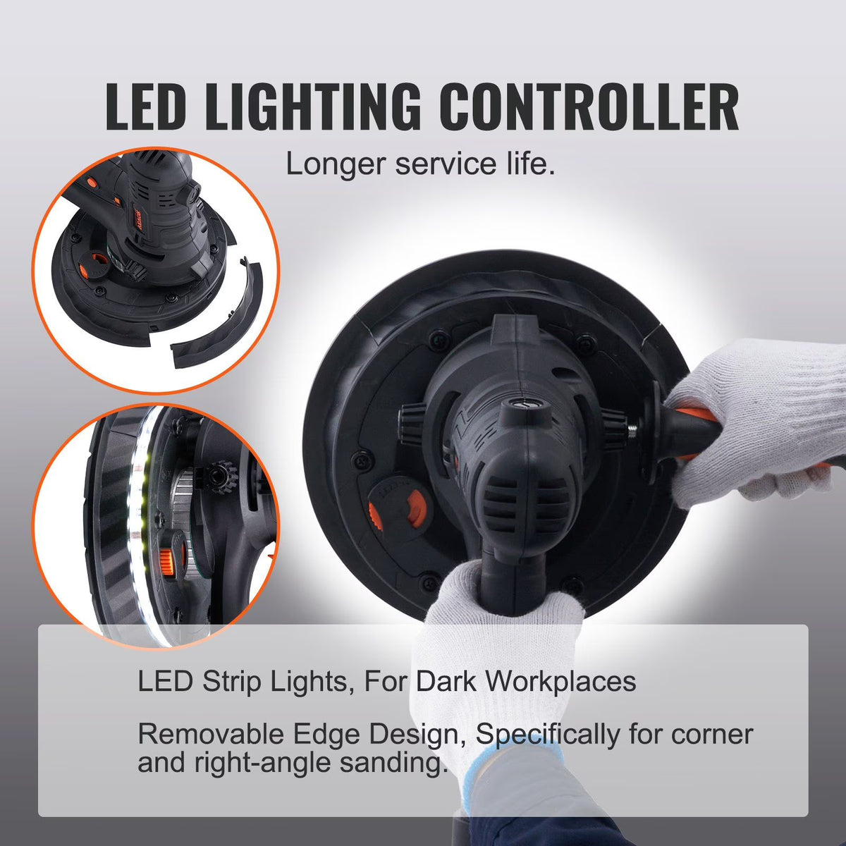 800W Electric Drywall Sander with Dust Extraction, Adjustable RPM 1200-2300, Brush Motor for Efficient Wall Sanding & Polishing - image 1