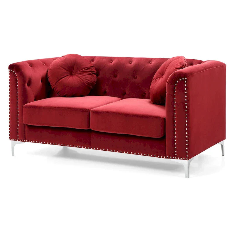 Velvet Button-Tufted Pompano Loveseat - image 18